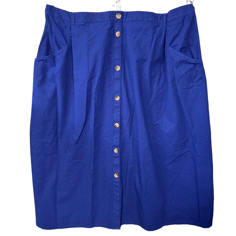 Button-Front Navy Blue Women's Skirt